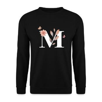 Letter M Wildflowers Watercolors - Unisex Sweatshirt - black - Front - Alina (178cm) & Michal (187cm)
