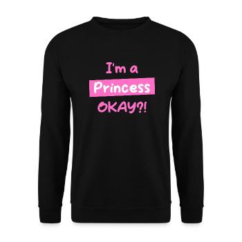 Je suis une Princesse OKAY EN - Sweat-shirt Unisexe - noir - Devant - Alina (178cm) & Michal (187cm)