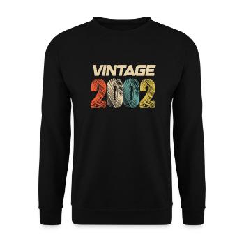 Jahrgang 2002 Retro - Bestseller - Unisex Pullover - Schwarz - Vorne - Alina (178cm) & Michal (187cm)