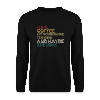 Kaffeeliebhaber Yorkshire Terrier Hundebesitzer Lustig Qu - Unisex Pullover - Schwarz - Vorne - Alina (178cm) & Michal (187cm)
