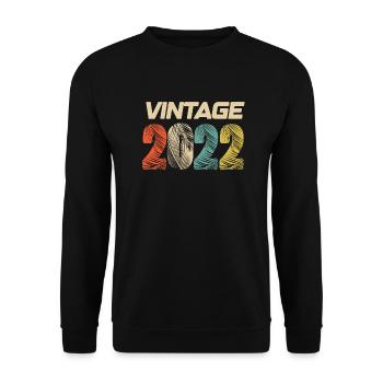 Jahrgang 2022 Retro - Bestseller - Unisex Pullover - Schwarz - Vorne - Alina (178cm) & Michal (187cm)