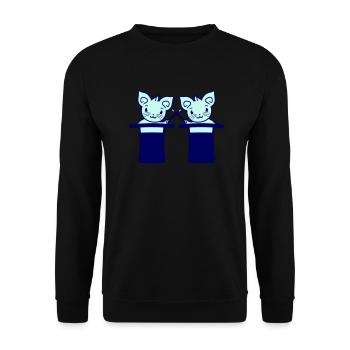 2 Magical Enchanted Top Hat Wizard Cats - Unisex Sweatshirt - black - Front - Alina (178cm) & Michal (187cm)