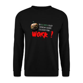 Halloween Design- Arbeitskollegen - Unisex Pullover - Schwarz - Vorne - Alina (178cm) & Michal (187cm)