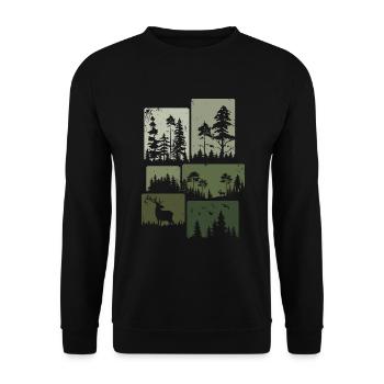 Wald Natur Bäume Outdoor Wildnis Wälder - Unisex Pullover - Schwarz - Vorne - Alina (178cm) & Michal (187cm)