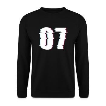07 Sieben 7 Seven Zahl Effekt Verzerrt Nummer - Unisex Pullover - Schwarz - Vorne - Alina (178cm) & Michal (187cm)