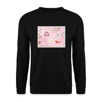 Chinesisches Neujahr 2025 Kirschblüte Koi Fisch - Unisex Pullover - Schwarz - Vorne - Alina (178cm) & Michal (187cm)