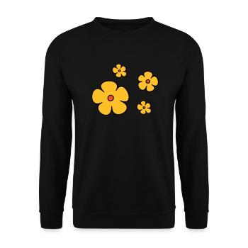 Blumen dreifarbig - Unisex Pullover - Schwarz - Vorne - Alina (178cm) & Michal (187cm)