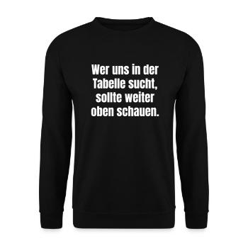 If you are looking for us in the table, you should look up. - Unisex Sweatshirt - black - Front - Alina (178cm) & Michal (187cm)