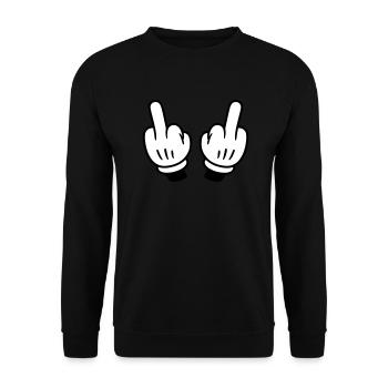 Doigt d’honneur main bande dessinée - Sweat-shirt Unisexe - noir - Devant - Alina (178cm) & Michal (187cm)
