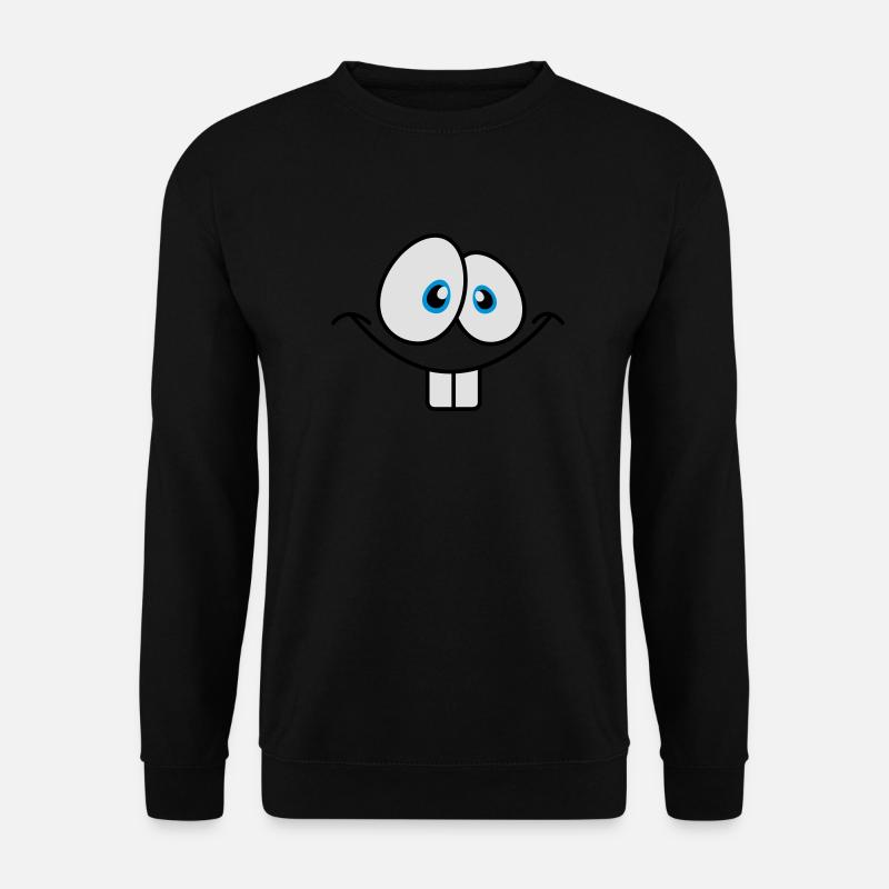 Grinsendes Comic Gesicht mit großen Hasenzähnen - Unisex Pullover - Schwarz