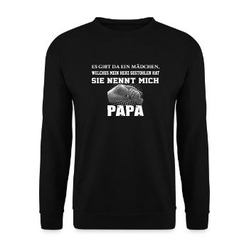 Papa Tochter - Unisex Pullover - Schwarz - Vorne - Alina (178cm) & Michal (187cm)