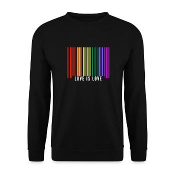 Love is Love / Gay / Pride / Geschenkidee - Unisex Pullover - Schwarz - Vorne - Alina (178cm) & Michal (187cm)