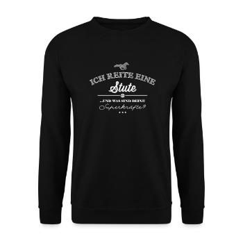 Superkräfte Stute - weiße Edition - Unisex Pullover - Schwarz - Vorne - Alina (178cm) & Michal (187cm)