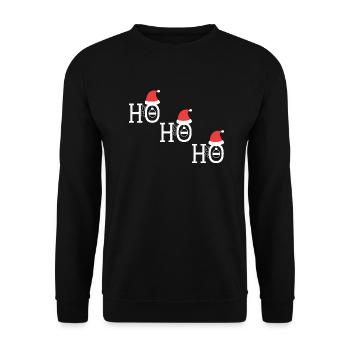 Ugly Christmas Sweater Christmas Sweater HoHoHo - Unisex Sweatshirt - black - Front - Alina (178cm) & Michal (187cm)