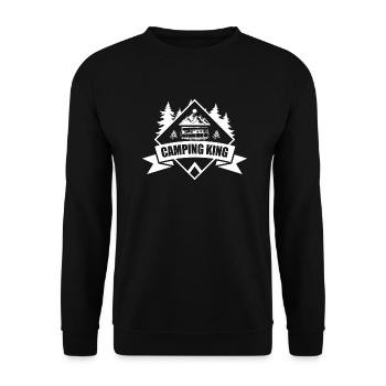 Camping King Camper Geschenk Abenteuer - Unisex Pullover - Schwarz - Vorne - Alina (178cm) & Michal (187cm)