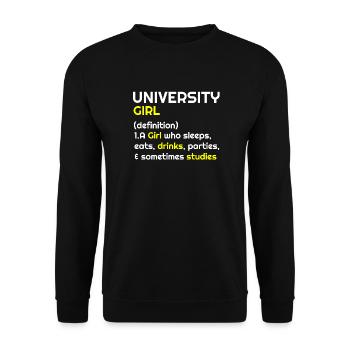 University, University Girl, University t shirts - Unisex Sweatshirt - black - Front - Alina (178cm) & Michal (187cm)