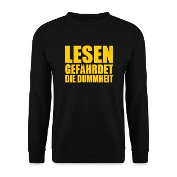 lesen gefährdet die dummheit - Unisex Pullover - Schwarz - Vorne - Alina (178cm) & Michal (187cm)