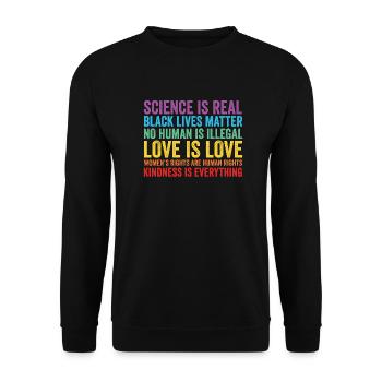 Science is Real Black Lives Matter - Unisex Pullover - Schwarz - Vorne - Alina (178cm) & Michal (187cm)