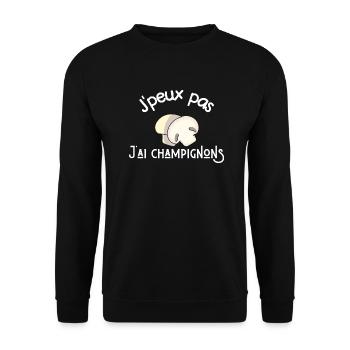 je peux pas j'ai champignons - Sweat-shirt Unisexe - noir - Devant - Alina (178cm) & Michal (187cm)