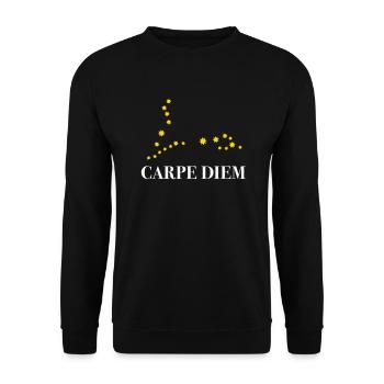 Carpe Diem nutze den Tag Sternbild Fische Horoskop - Unisex Pullover - Schwarz - Vorne - Alina (178cm) & Michal (187cm)