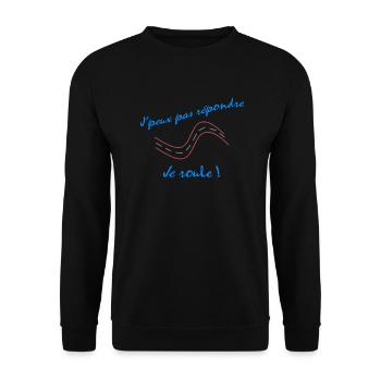 Tee shirt je ne peux pas répondre Je roule - Sweat-shirt Unisexe - noir - Devant - Alina (178cm) & Michal (187cm)