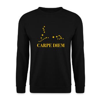 Carpe Diem nutze den Tag Sternbild Fische Horoskop - Unisex Pullover - Schwarz - Vorne - Alina (178cm) & Michal (187cm)