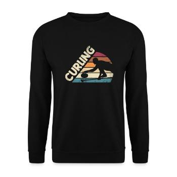 Curlign Sport Curler Curling Player Silhouette - Unisex Pullover - Schwarz - Vorne - Alina (178cm) & Michal (187cm)
