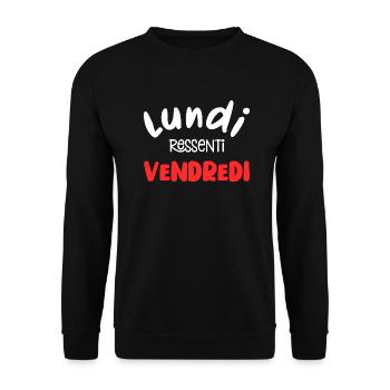 lundi ressenti vendredi - humour - Sweat-shirt Unisexe - noir - Devant - Alina (178cm) & Michal (187cm)