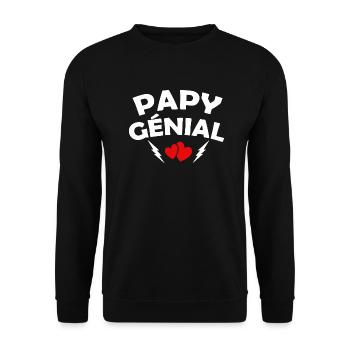 papy génial / humour grand-père / papy formidable - Sweat-shirt Unisexe - noir - Devant - Alina (178cm) & Michal (187cm)