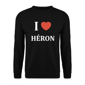 i love Héron - Sweat-shirt Unisexe - noir - Devant - Alina (178cm) & Michal (187cm)