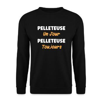 pelleteuse un jour pelleteuse toujours - Sweat-shirt Unisexe - noir - Devant - Alina (178cm) & Michal (187cm)