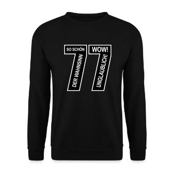 77. Geburtstag Wow Fabelhaft Lustiges M - Unisex Pullover - Schwarz - Vorne - Alina (178cm) & Michal (187cm)