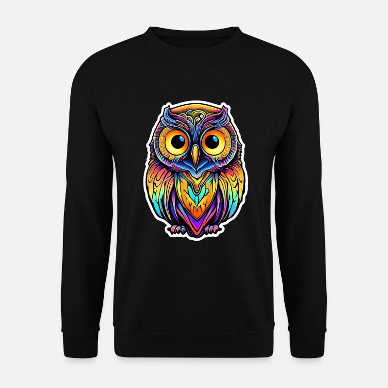 Psychedelic Owl - Unisex Pullover - Schwarz