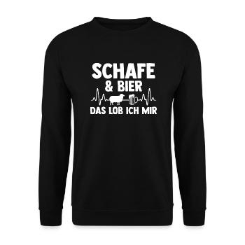 Landwirt Schäfer Bier Bauernhof Schafe - Unisex Pullover - Schwarz - Vorne - Alina (178cm) & Michal (187cm)