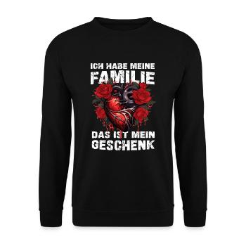 Ich habe meine Familie das ist mein Geschenk - Unisex Pullover - Schwarz - Vorne - Alina (178cm) & Michal (187cm)