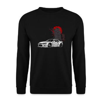 S15 Silvia Drift Königin JDM Japanische Flagge - Unisex Pullover - Schwarz - Vorne - Alina (178cm) & Michal (187cm)