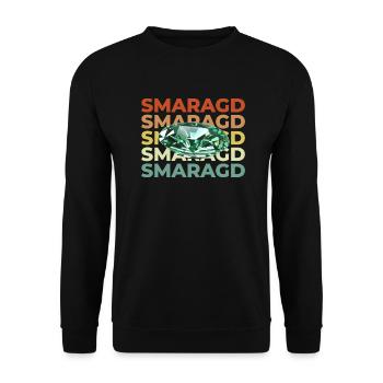 Smaragd Schriftzug mit Stein - Unisex Pullover - Schwarz - Vorne - Alina (178cm) & Michal (187cm)