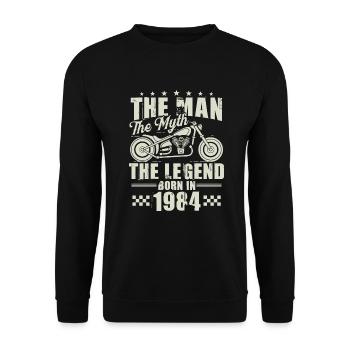 1984 Vintage Man Myth Legend Motorcycle - Unisex Sweatshirt - black - Front - Alina (178cm) & Michal (187cm)