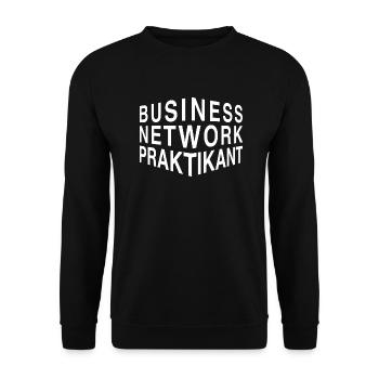 Stagiaire Business Network - Lettrage - blanc - Sweat-shirt Unisexe - noir - Devant - Alina (178cm) & Michal (187cm)