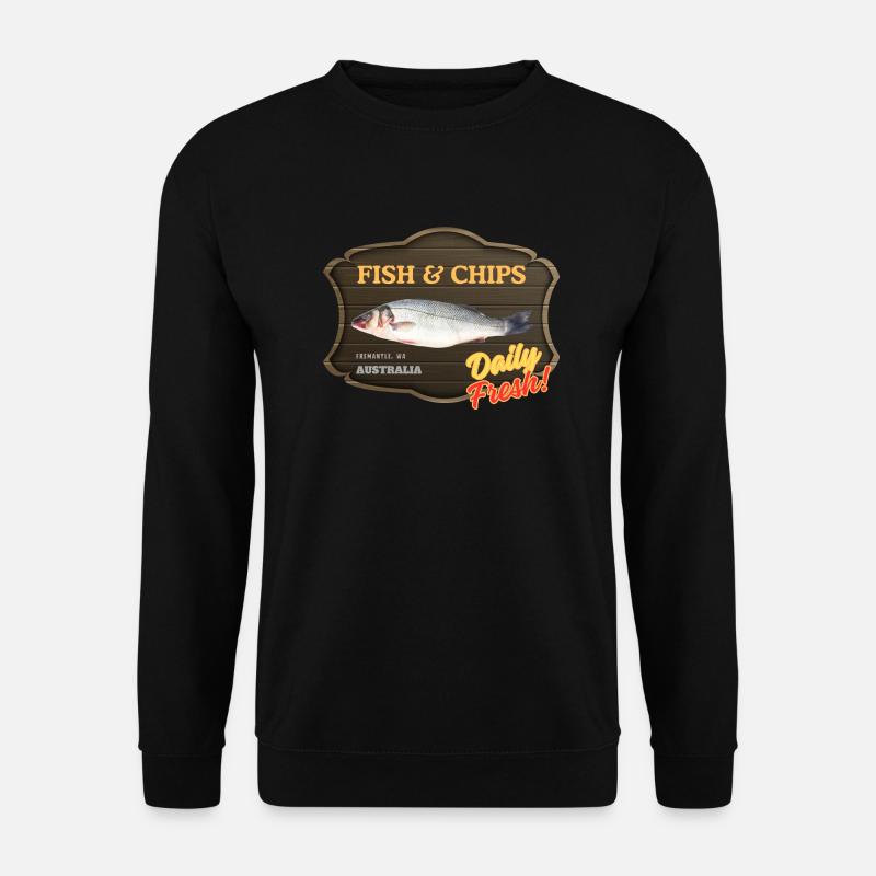 Fish and Chips, Daily Fresh - Unisex Pullover - Schwarz