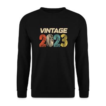 Jahrgang 2023 Retro - Bestseller - Unisex Pullover - Schwarz - Vorne - Alina (178cm) & Michal (187cm)