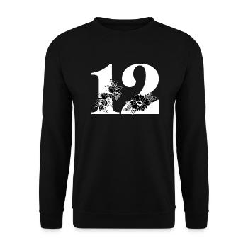 Numéro 12 floral noir -12e anniversaire floral - Sweat-shirt Unisexe - noir - Devant - Alina (178cm) & Michal (187cm)