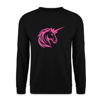 Rosa Einhorn " Pink Unicorn Design" - Unisex Pullover - Schwarz - Vorne - Alina (178cm) & Michal (187cm)