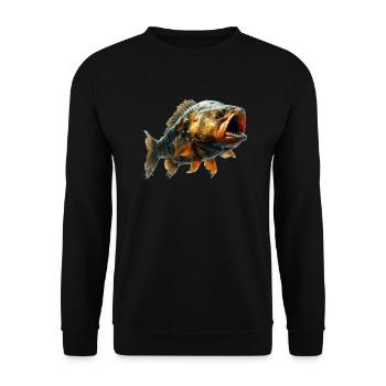 Piranha in photorealistic Style - Unisex Pullover - Schwarz - Vorne - Alina (178cm) & Michal (187cm)