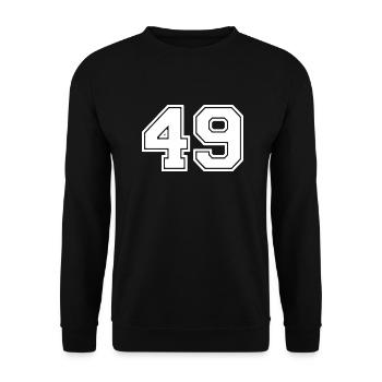 Number 49 - Unisex Sweatshirt - black - Front - Alina (178cm) & Michal (187cm)