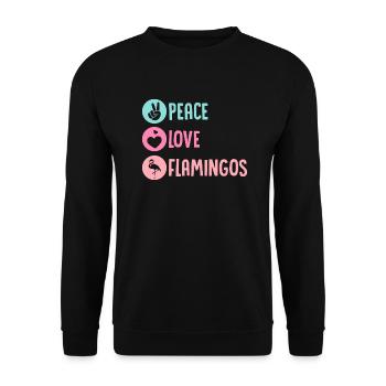 Paix Amour Flamants Mignon Oiseau Rose - Sweat-shirt Unisexe - noir - Devant - Alina (178cm) & Michal (187cm)