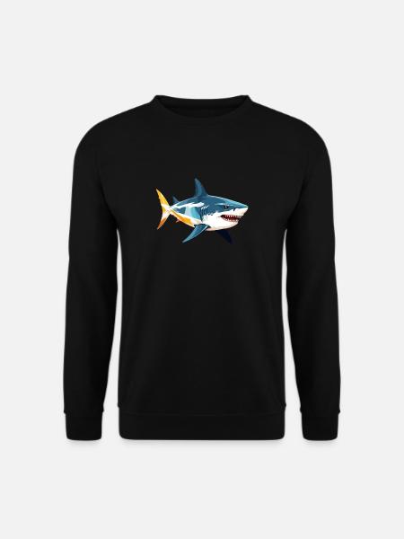 Hai Vektor Kunst mit lebendiger Farbillustration - Unisex Pullover - Schwarz
