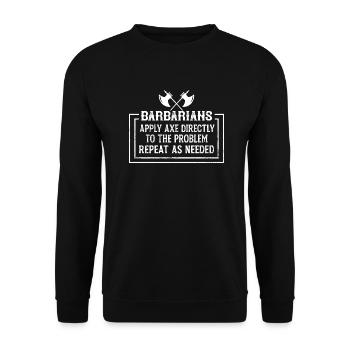 Dicton barbare avec humour à la hache - Sweat-shirt Unisexe - noir - Devant - Alina (178cm) & Michal (187cm)