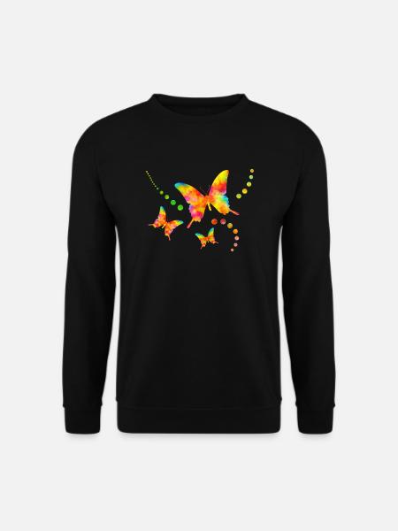 Bunte Schmetterlinge Schmetterling bunt Sommer süß - Unisex Pullover - Schwarz