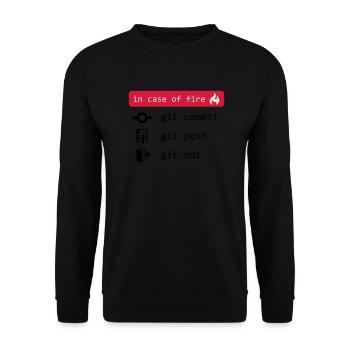 in case of fire - git out - Unisex Pullover - Schwarz - Vorne - Alina (178cm) & Michal (187cm)
